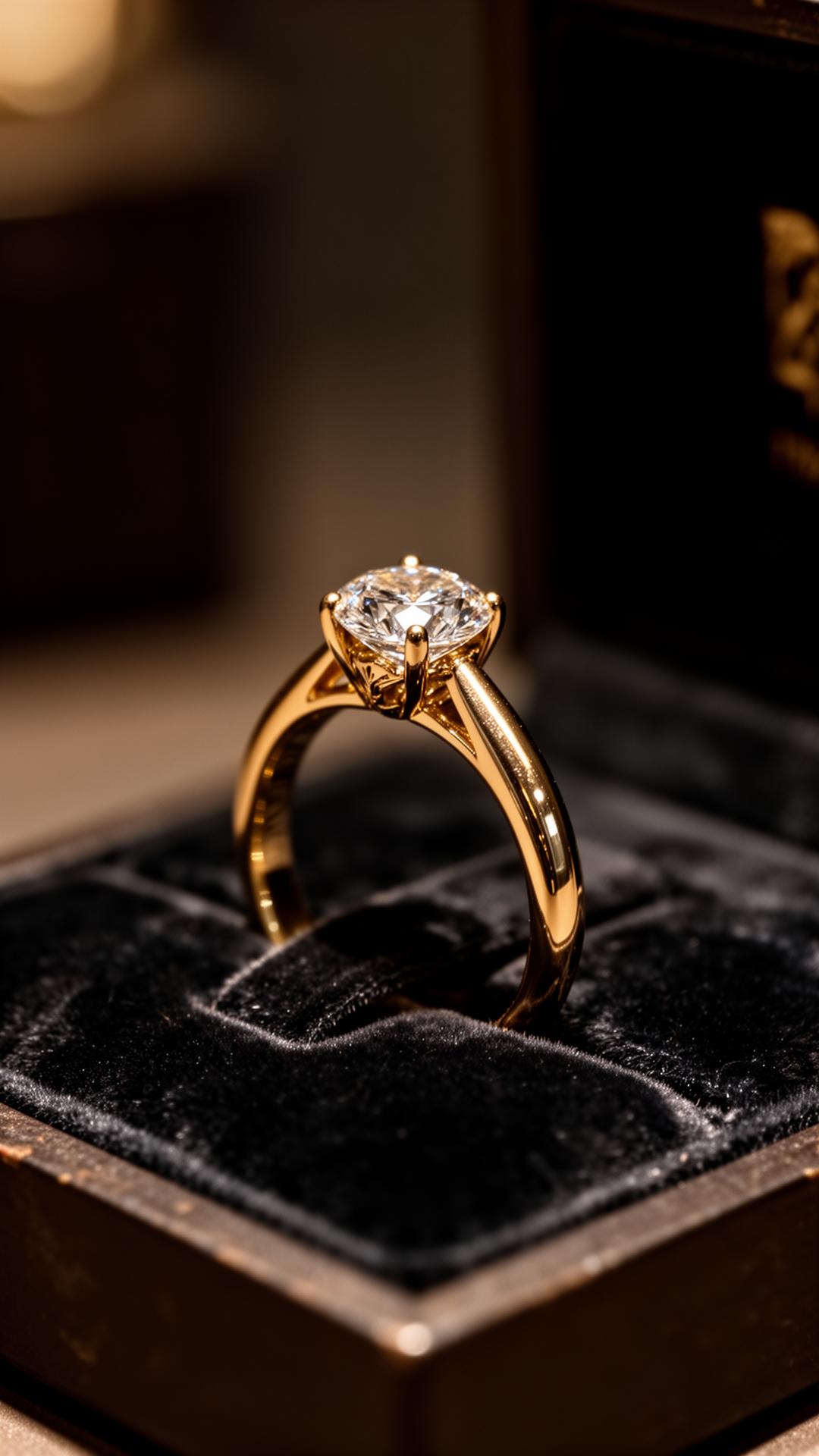 Signature solitaire ring on dark velvet
